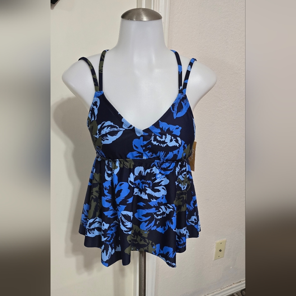 #1919 Kona Sol Floral Blue Tankini Top . - Picture 3 of 6